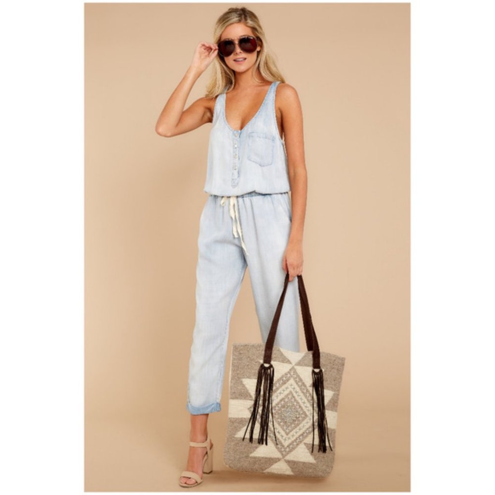 Lovestitch Walk Tall Light Chambray Blue Jumpsuit